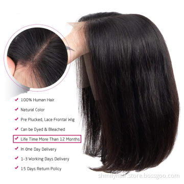 China Wig Vendors 100% Customize 8-14 Inch Straight Bob Wig Lace Front Human Hair Peruvian Virgin Remy Straight Hair Bob Wig